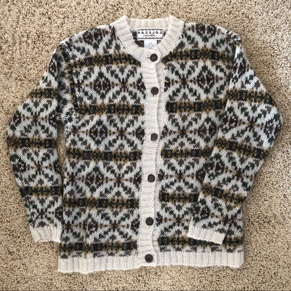 Vintage Mac & Jac Knit Mohair Cardigan Sweater Unisex
